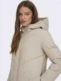 JACQUELINE DE YONG JDY Ulrikka Water Rep Puffa Jas Dames -Kampeeruitrusting 15217556 simply taupe melange 3