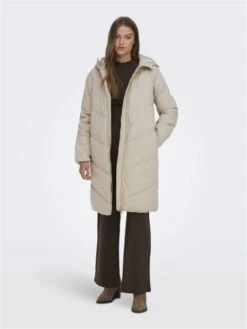 JACQUELINE DE YONG JDY Ulrikka Water Rep Puffa Jas Dames -Kampeeruitrusting 15217556 simply taupe melange 6