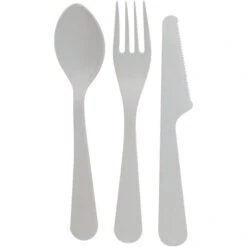 Point-Virgule 3-Delige PLA Bestekset 5 Point-Virgule 3-Delige PLA Bestekset -Kampeeruitrusting Point Virguele 3 delige bestekset grijs