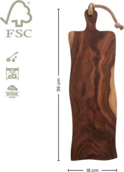 Pure Rose Wood Serveerplank 59 Cm Rustiek -Kampeeruitrusting Pure Rose Wood Serveerplank 59 Cm Rustiek 2
