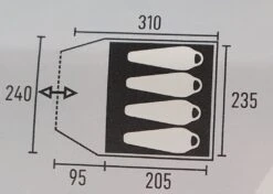 Tambu 4-Persoons Koepeltent -Kampeeruitrusting Tambu dome plattegrond