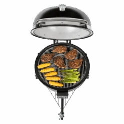 Weber Summit Kamado E6 -Kampeeruitrusting Weber houtskoolbarbecue Summit Kamado E6 bovenkant gevuld