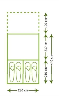 Karsten Tunneltent 2800 - Beige -Kampeeruitrusting plattegrond type 2800 mooi